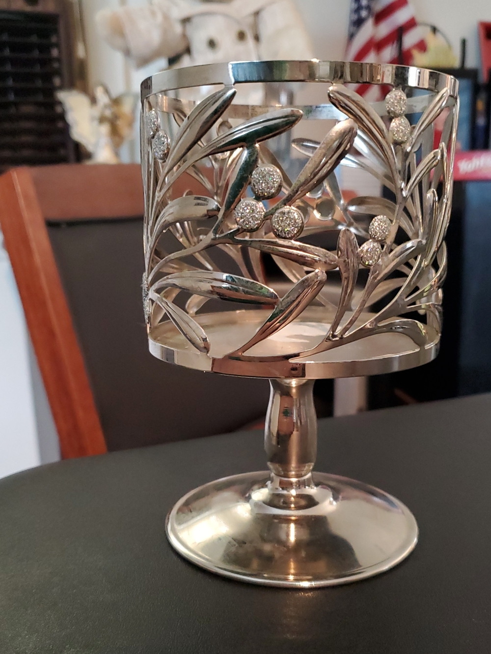 Silver Leaf Decorative Candle Holder